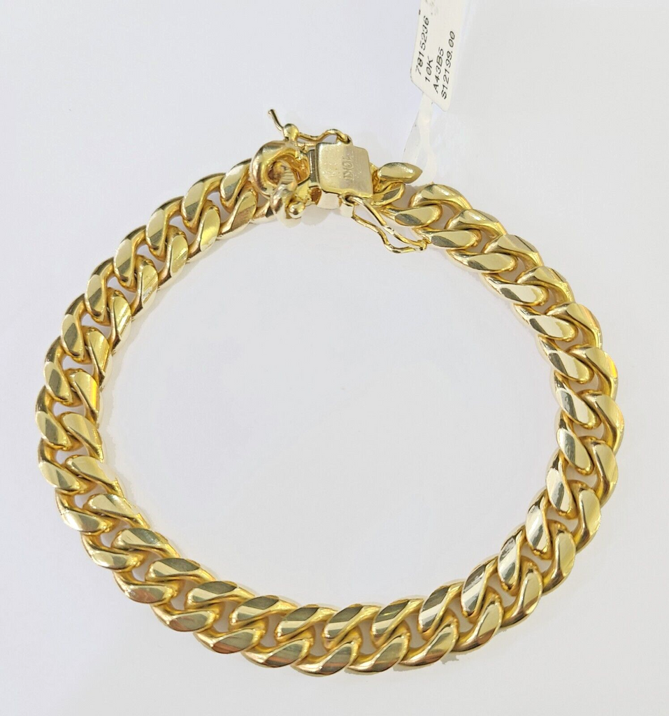 10k Solid Yellow Gold Miami Cuban Bracelet Size 8.5mm 8inches Men Women