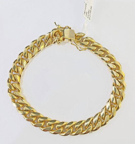 10k Solid Yellow Gold Miami Cuban Bracelet Size 8.5mm 8inches Men Women