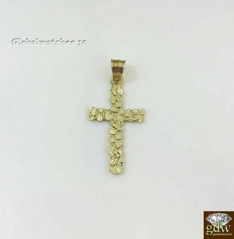 10k Gold Jesus Cross Pendant with Rope Chain in 18" 20" 22"  Real Gold
