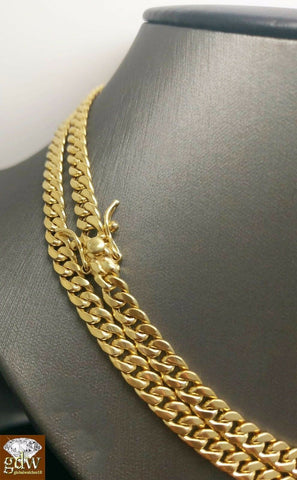 10K Gold Chain Men 6mm Miami Cuban Chain Necklace Box Lock Clasp 19 inch
