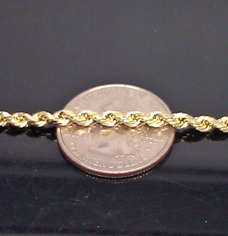 10K Yellow Gold 7" 8" Rope Bracelet 3mm For Men And Women Diamond Cut