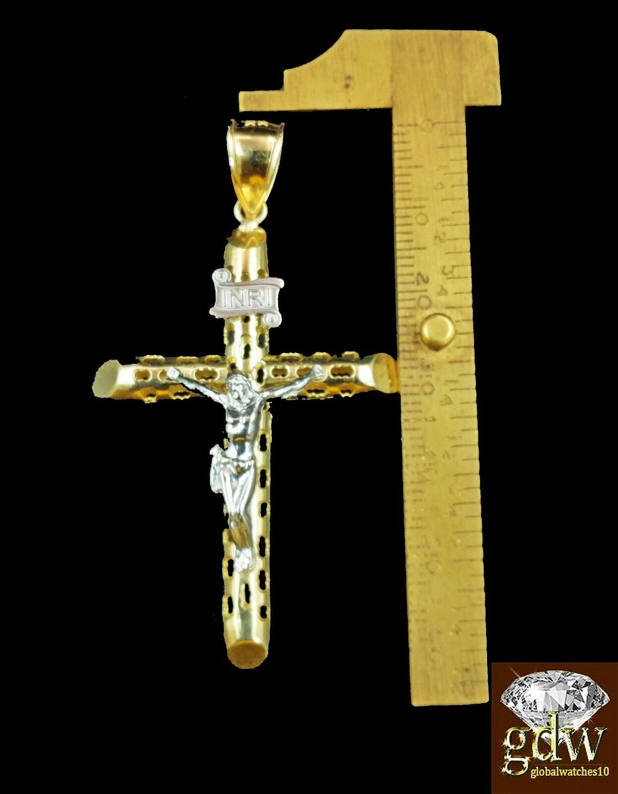 Real 10k Yellow Gold Jesus Cross Pendant 24" 4mm Cuban Chain