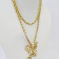 10k Gold Flying Eagle Pendant Rope Chain 3mm 26'' Necklace Set Real Genuine