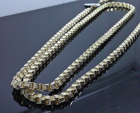 Real 10k Yellow Gold Men Byzantine Box Chain Necklace 32" Inch