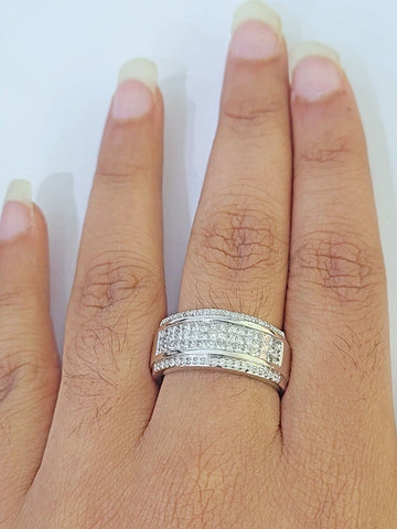 REAL 14k White Gold Diamond Ring Size 10 Wedding Engagement Ring Mens