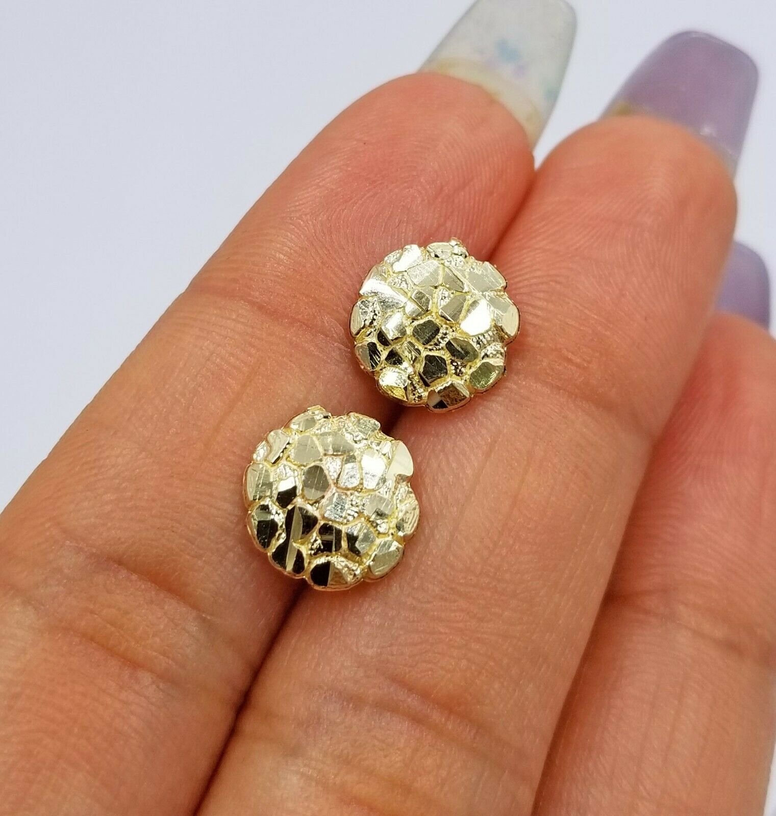 Large 10k Gold Nugget 2024 Earrings