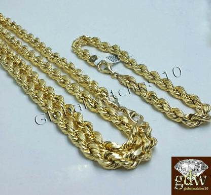 10k Gold Rope Chain & 9" Bracelet Set  26" -30" Inch Necklace, 10kt Yellow Gold