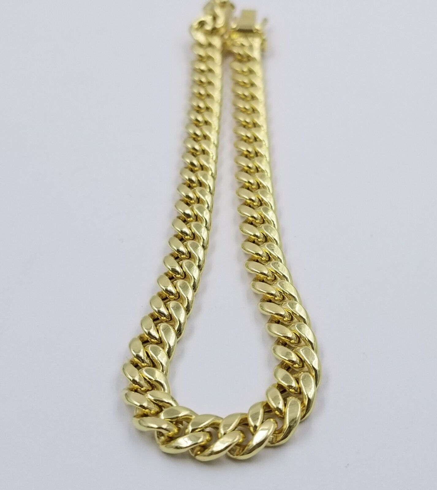 Real Gold Bracelet Men 10k 7.5 inch Miami Cuban Link Box Lock Real Yellow Gold