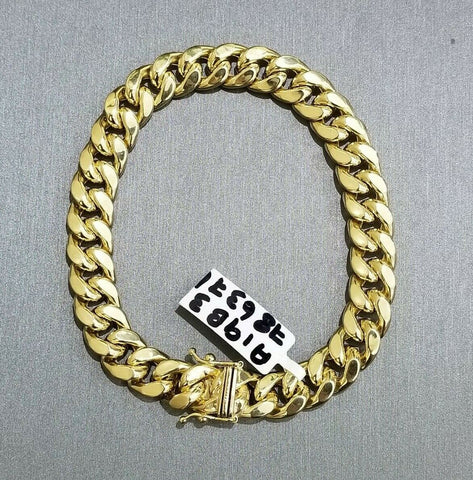 REAL 10k Gold Miami Cuban Link 8" Bracelet 9mm Men Box Clasp