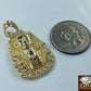 Men's Real 10k Yellow Gold 24 Inch Rope Chain with Egyptian Pharaoh Head Charm.