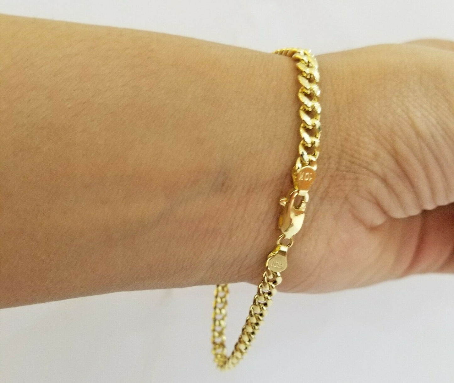 10k Yellow Gold Miami Cuban Bracelet 8inch 5mm,lobster lock men women hand chain