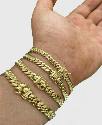 Solid 10k Yellow Gold Bracelet 6, 7, 8 MM Men Box Clasp 8 Inch For male Female
