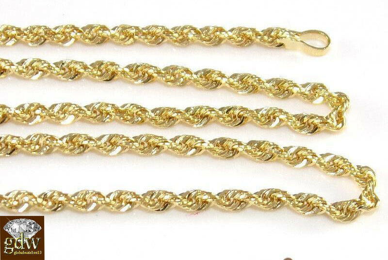 14K Gold Chain For Men Women Real Gold Necklace 2.5mm Rope 18" 20" 22" 24" 26"