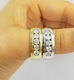 Men's 14k Gold Band Wedding Ring 1CT Solitaire Diamond Yellow White gold Sizable