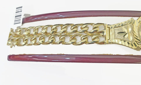 10k Gold Saint Barbara Miami Cuban Bracelet Size 8" 15mm