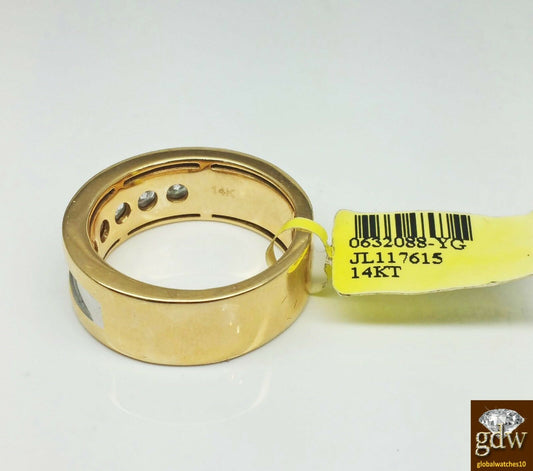 Genuine Brand New 14k Yellow Gold Mens Wedding Band With Real 1 CT Diamonds.