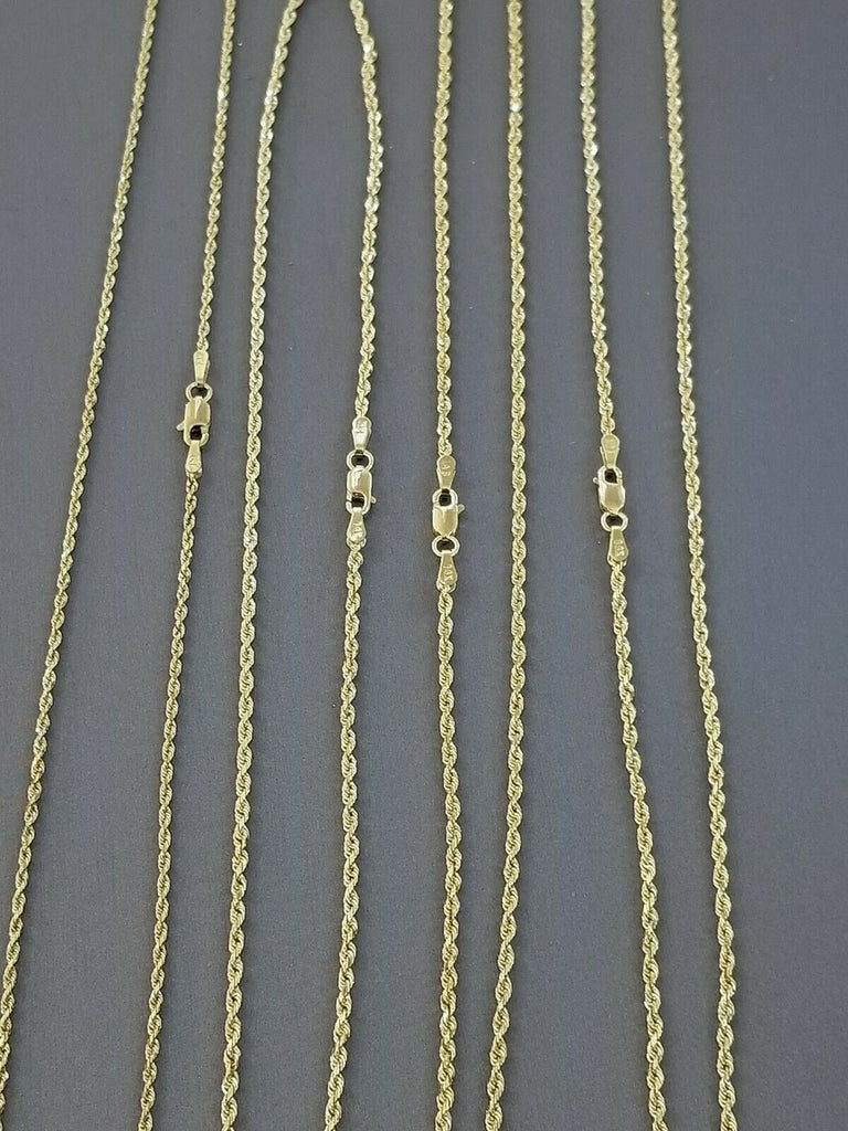 18K Solid Gold Rope Chain Necklace Men Women 16 18 20 22 24 26 28  30