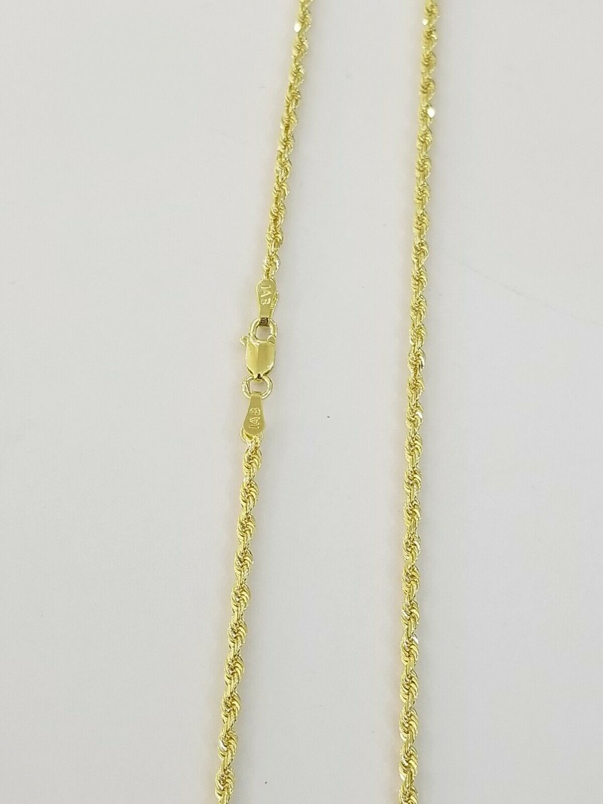 14K Solid Yellow Gold Rope Chain Diamond Cut 2mm 18" 20" 22" 24" 26" 28" 30"