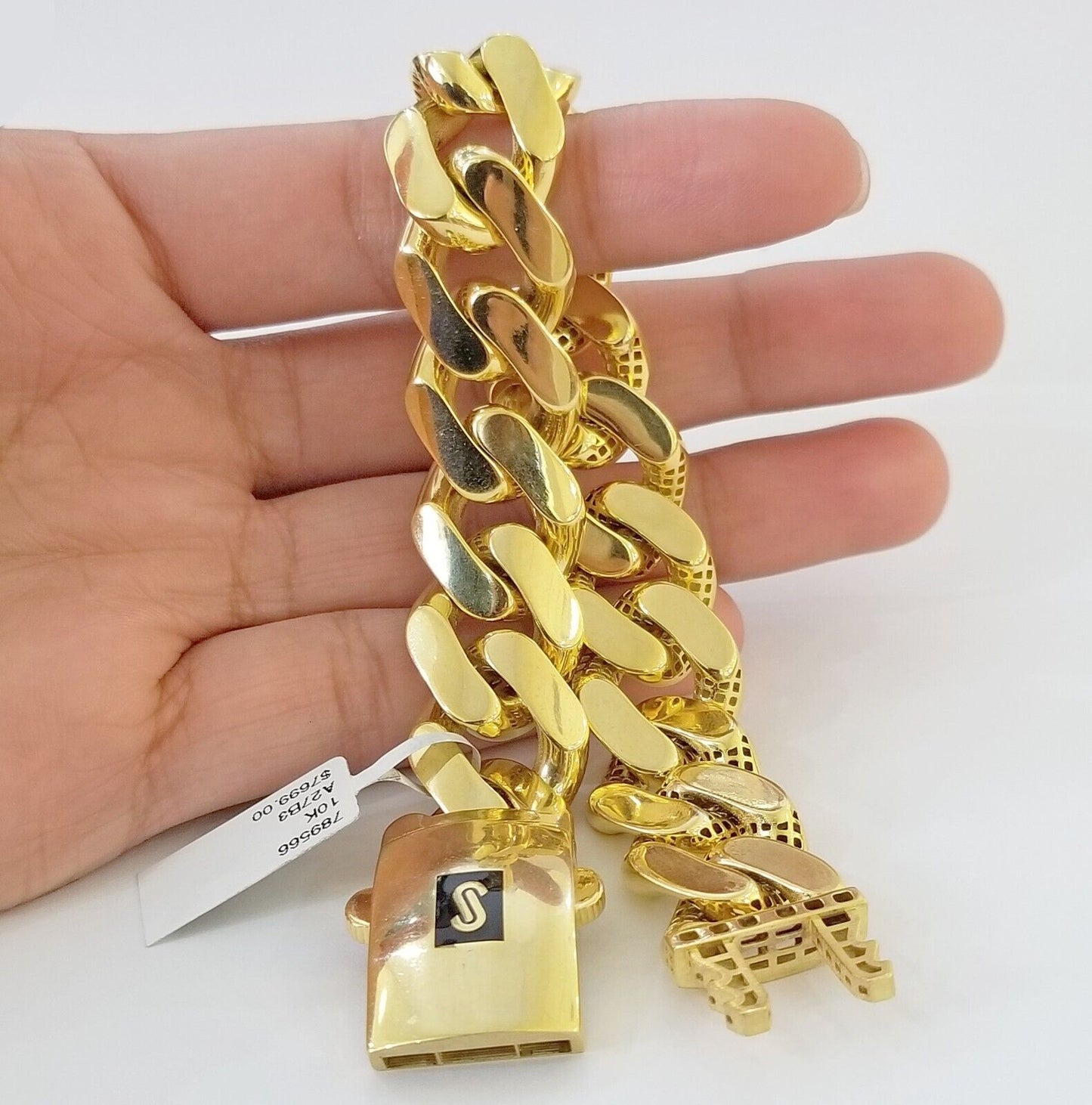 10K Real Yellow Gold Miami Cuban Monaco Chain 9" Bracelet 7mm 11mm 13mm 17mm