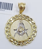 10K Yellow Gold Masonic Pendant Diamond Cut 10Kt Round Gold Charm