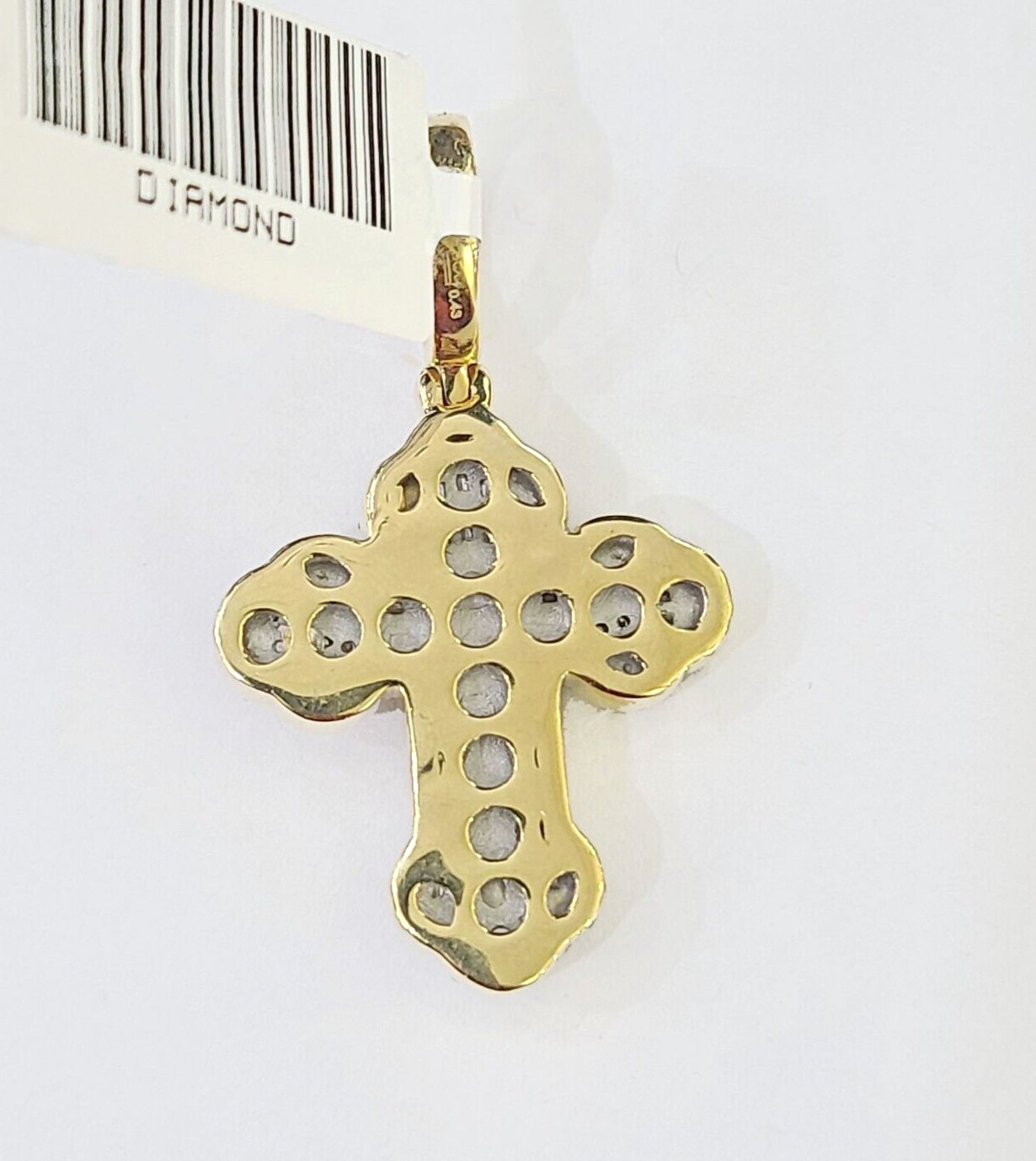 10k Yellow Gold Diamond Jesus Cross Charm Pendant Genuine Diamond Real