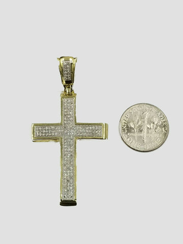 10k Yellow Gold Genuine 0.50CT Diamond Jesus Cross Charm Men Women Pendant Real