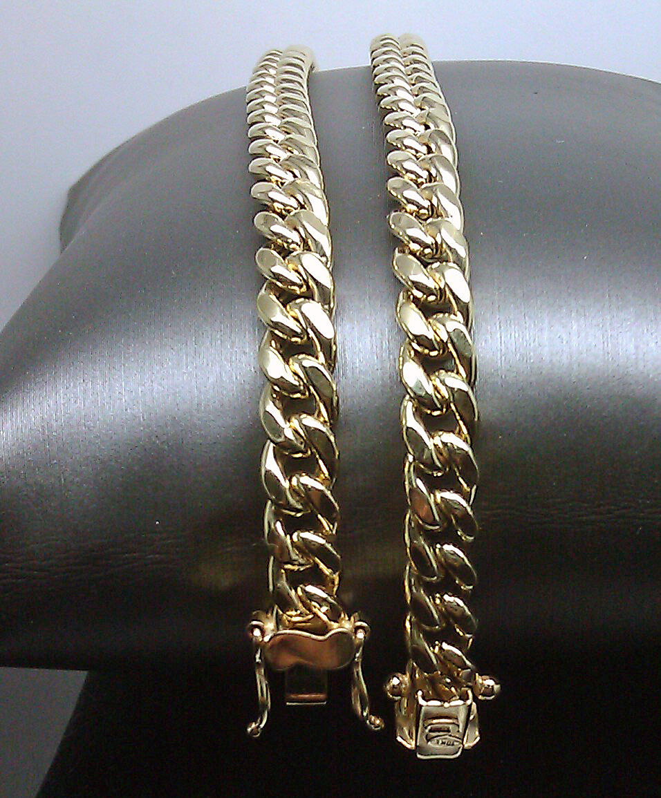 Real 10k Gold Chain Miami Cuban Necklace Link Rope 24 inch 6mm Yellow Gold Link