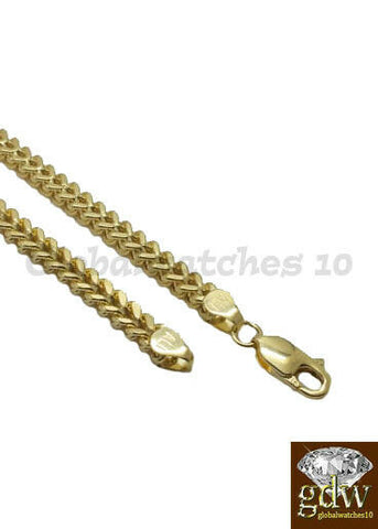10k Yellow Gold Franco Chain for Men, Real 10k Chain 28 Inch, 4mm, Lobster Clasp
