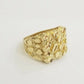 10k Real yellow Gold Nugget men Ring Sizable casual, squared gold ring 10kt