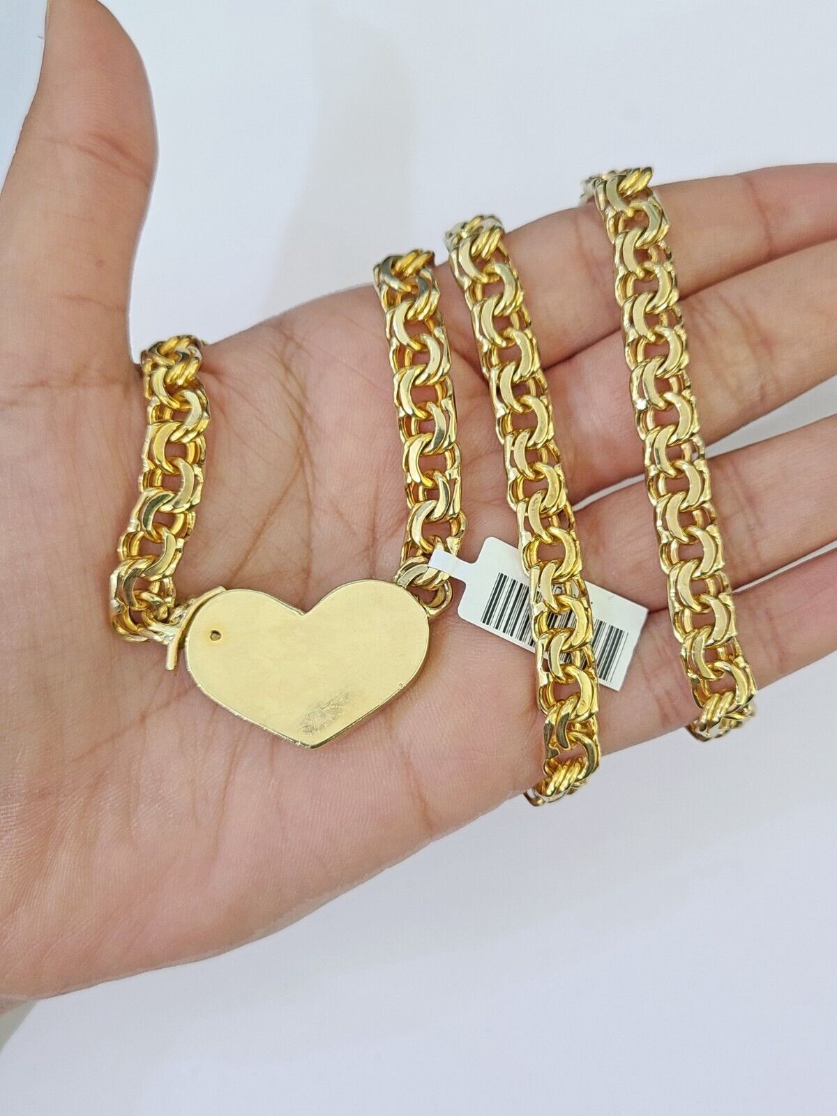 Real 10k Gold Chino Heart ID Chain 7mm 22Inch Yellow necklace Real gold