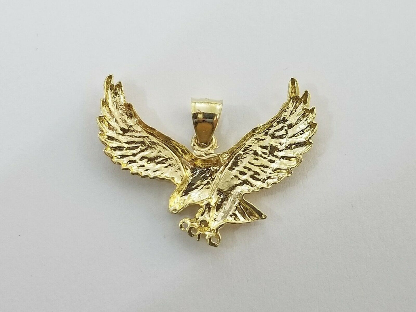 10k Yellow Gold Flying Eagle Diamond Cut Charm Pendant For Men Women Real