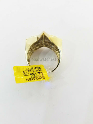 10k Solid Yellow Gold Diamond Ring Star Design with Genuine Diamonds for Men