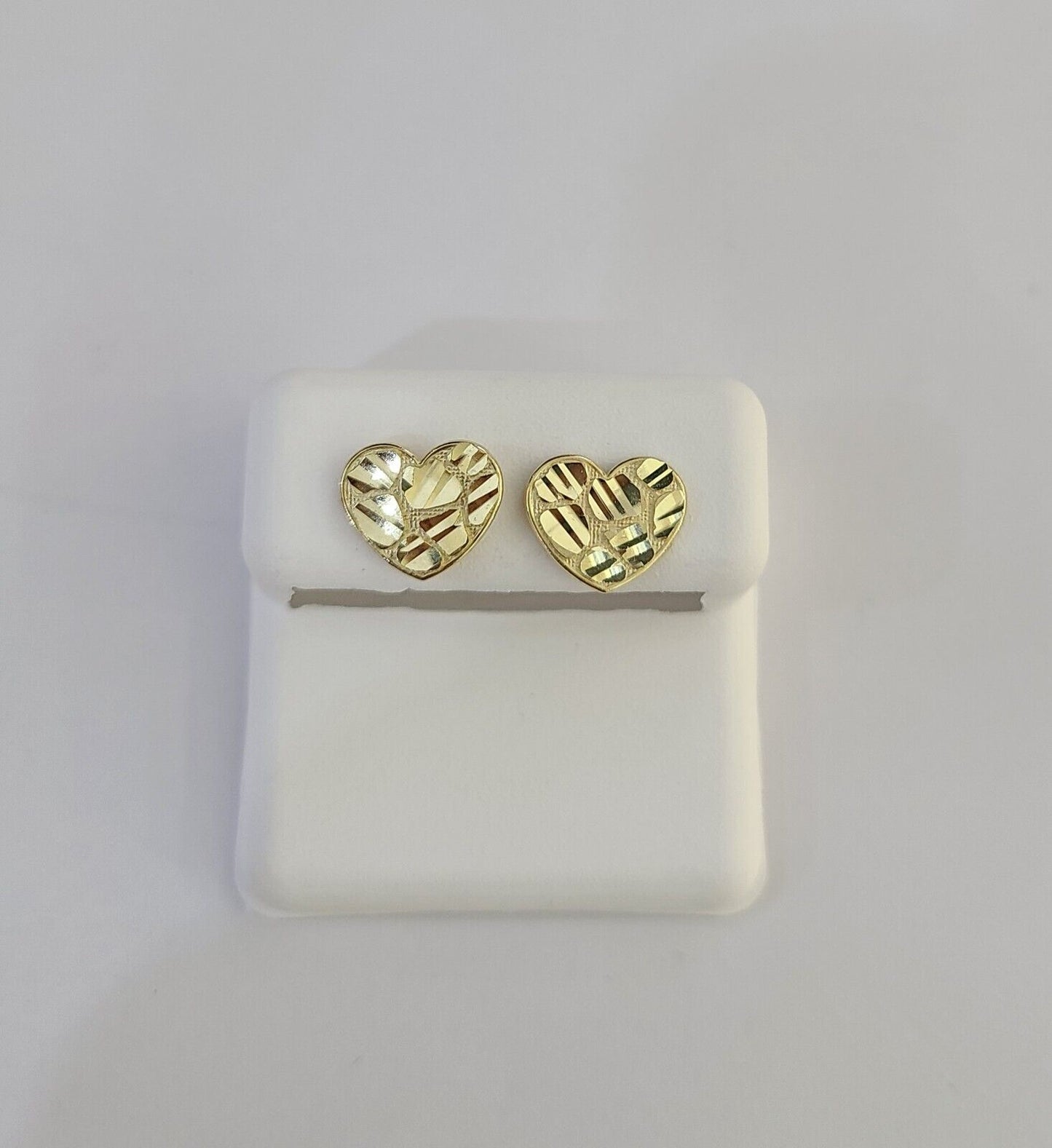 10k Gold Nugget Heart Earrings With Push Back Real 10kt Gold Studs