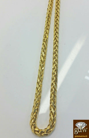 Real 10k Gold 4mm Men yellow Gold Palm Chain Necklace 20" inch Chocker Chain