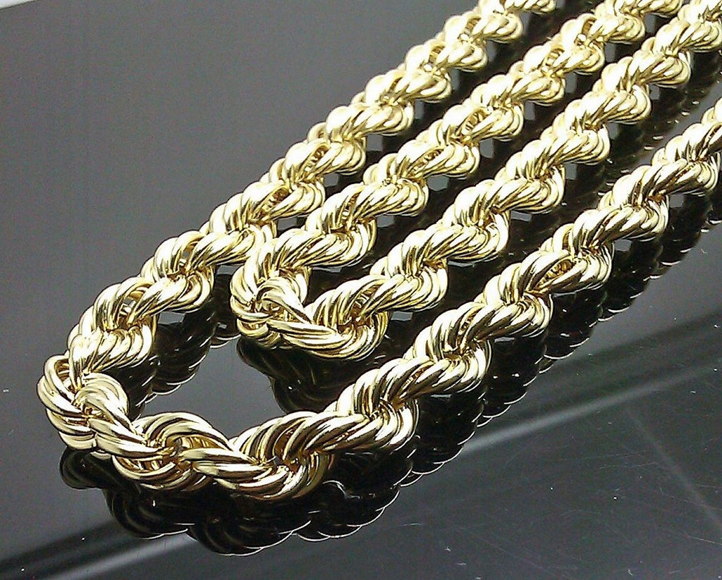 10K Yellow Gold Thick Rope Chain 24 inch 9mm – Globalwatches10