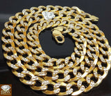 REAL 10k Yellow Gold Cuban Link Chain 11MM 24" Necklace Diamond Cut Thick 10kt