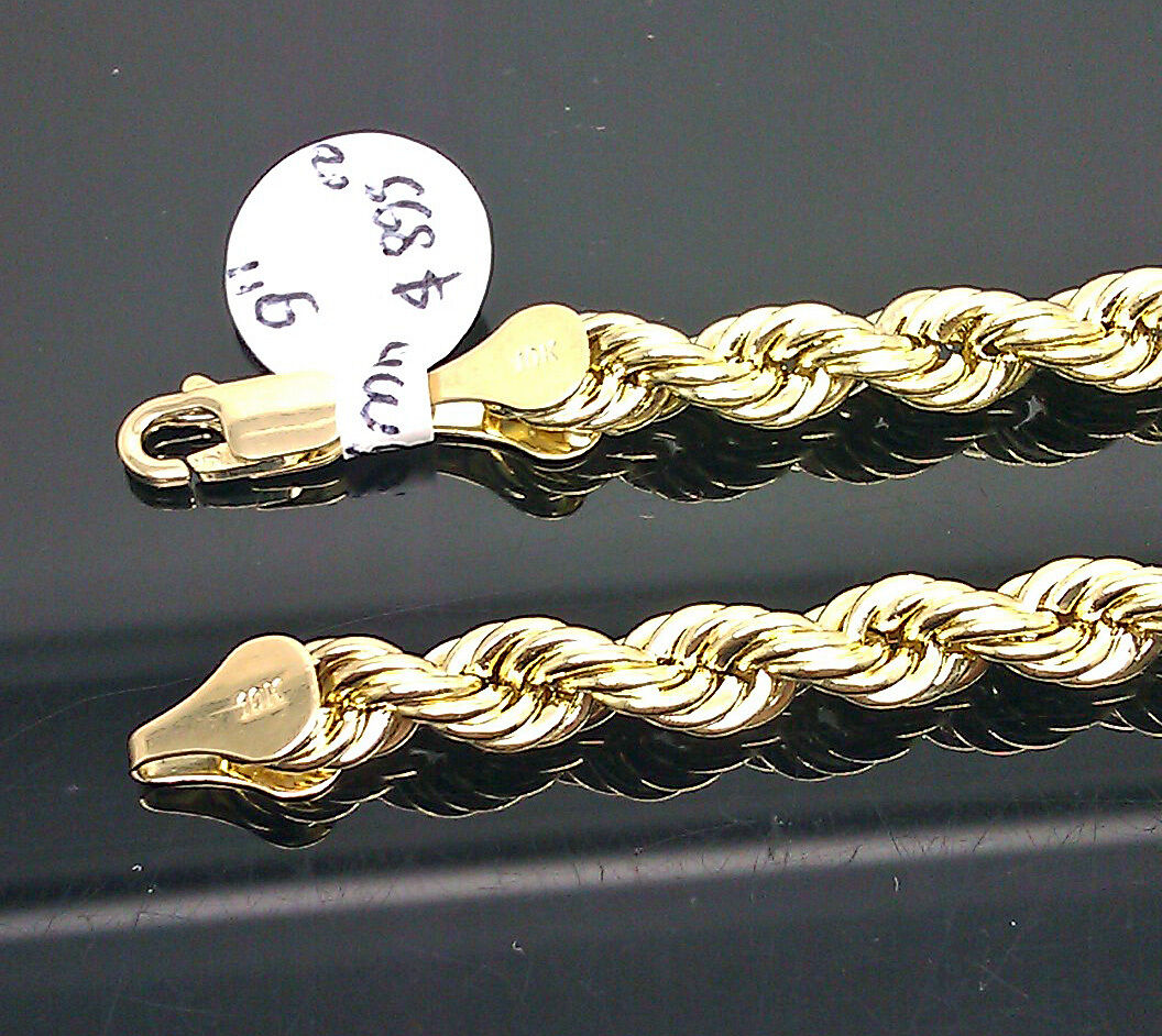 Brand New 10K Yellow Gold Rope Bracelet 6mm 7.5 Inches Long Mens Ladies