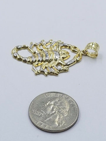 10k Gold Scorpion Charm Zodiac Pendant Rope Chain 3mm18" 20" 22" 24" 26"