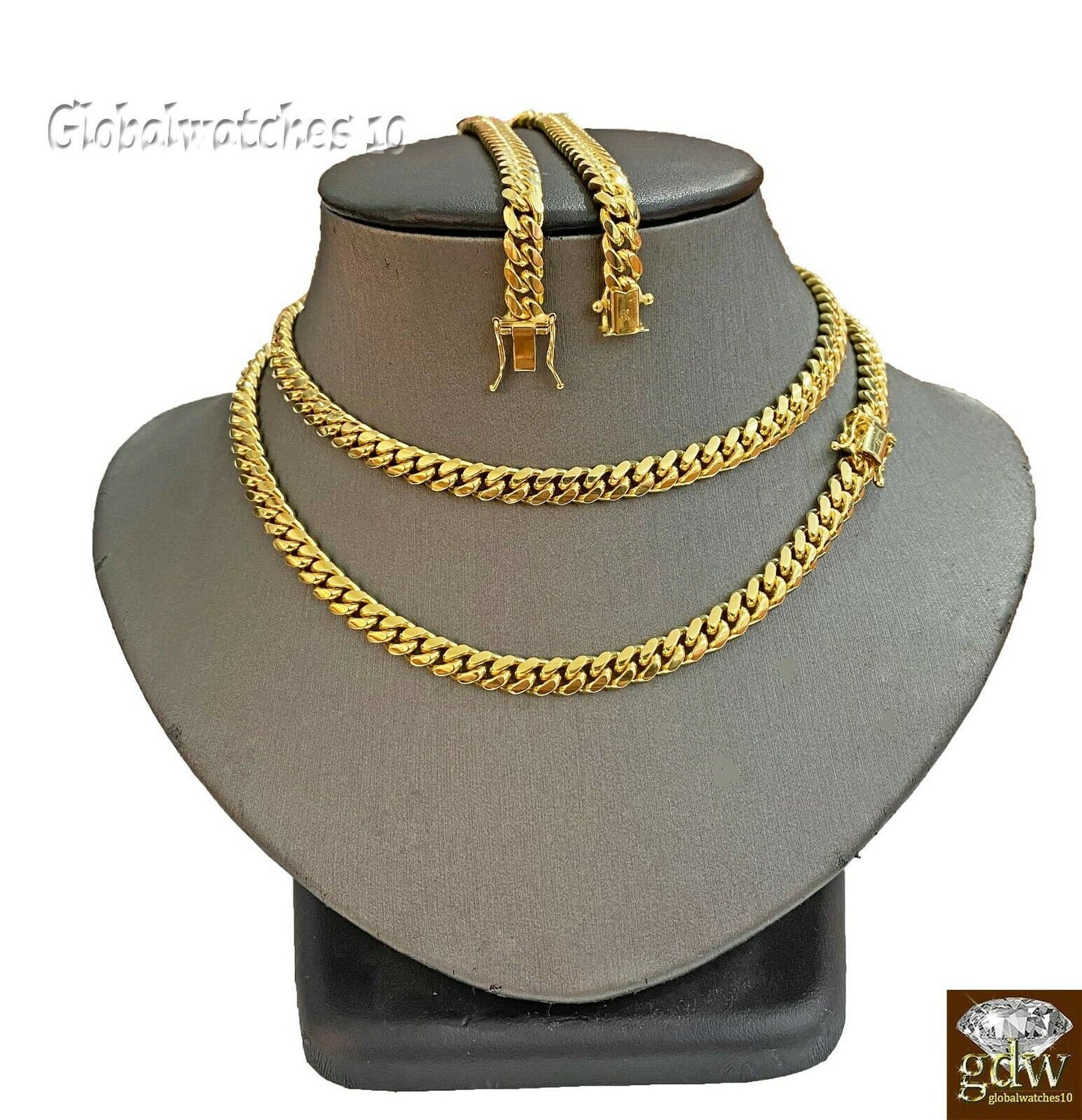 Solid 10k Gold Miami Cuban Chain Necklace 6mm 26inch Box Lock Strong Link Heavy