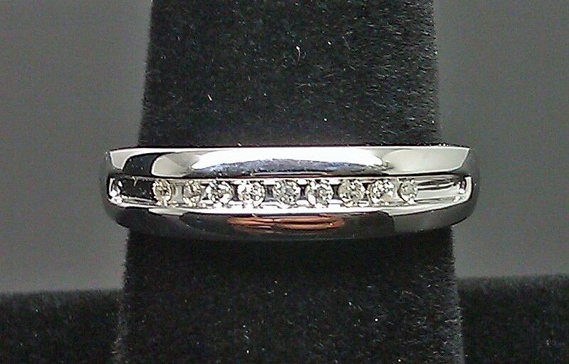 REAL 10k White Gold Wedding  Anniversary Band Ring Real Diamond Men SIZE 10