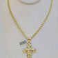 Real 10k Gold Nugget Cross Byzantine Chain Necklace 4mm 26" Chain Charm SET 10kt