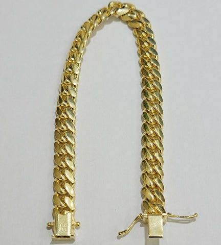 Solid Gold Miami Cuban Link Bracelet 8mm 7.5" REAL 10k Yellow Gold Box Lock,10kt