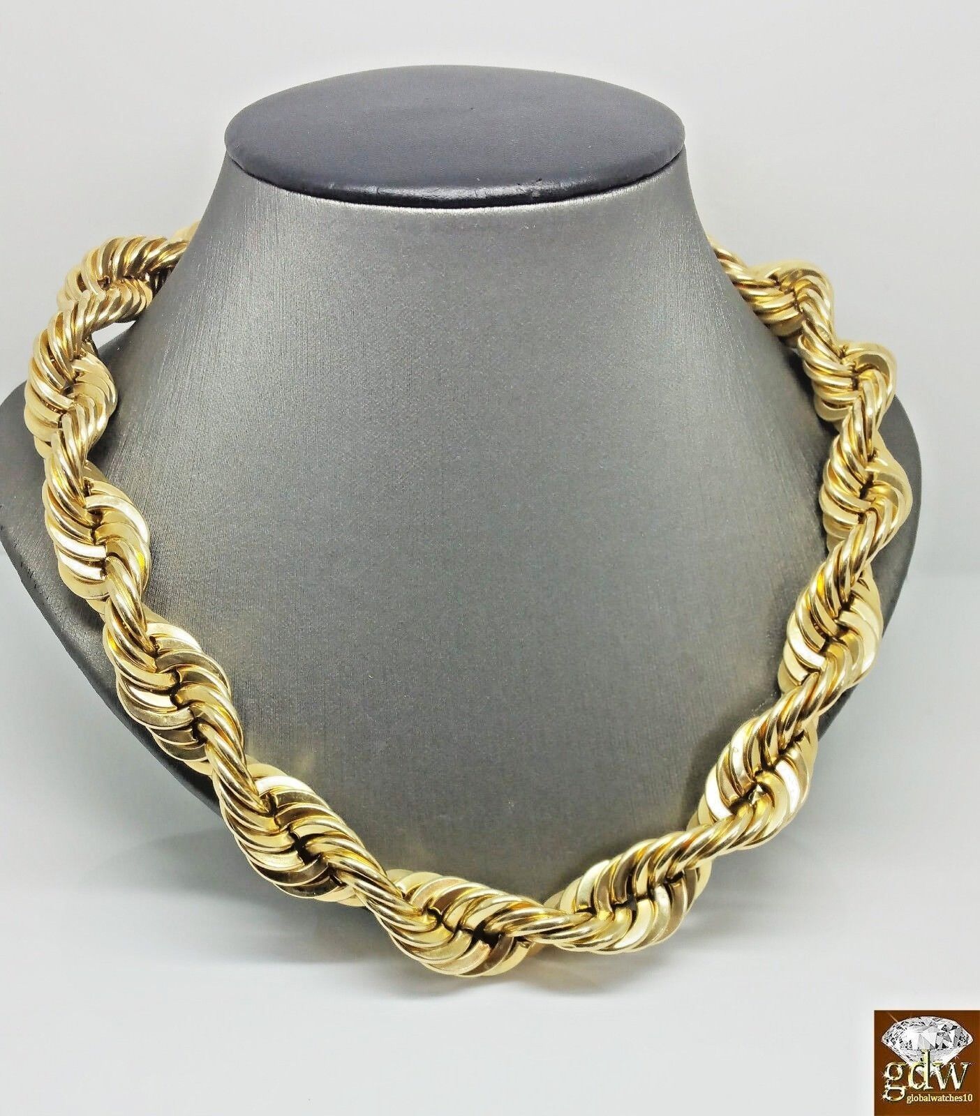 Real 10k Gold Rope Chain Necklace 26 Inch 15mm lobster Lock Authentic 10k