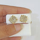 10k Yellow gold Flower Earrings with Real 2.09CT diamond screw-bag ,Women studs