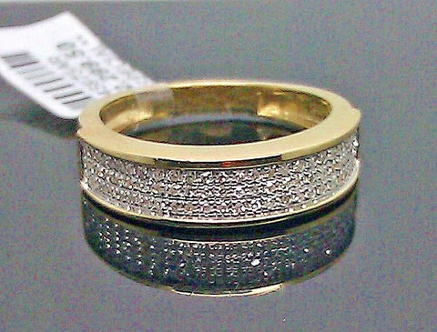 Mens 10K Yellow Gold Band REAL Diamonds Ring Wedding Engagement SIZE 10