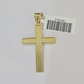 Real 10k Gold Plain Cross Byzantine Chain Necklace 3mm 22" SET 10kt Genuine