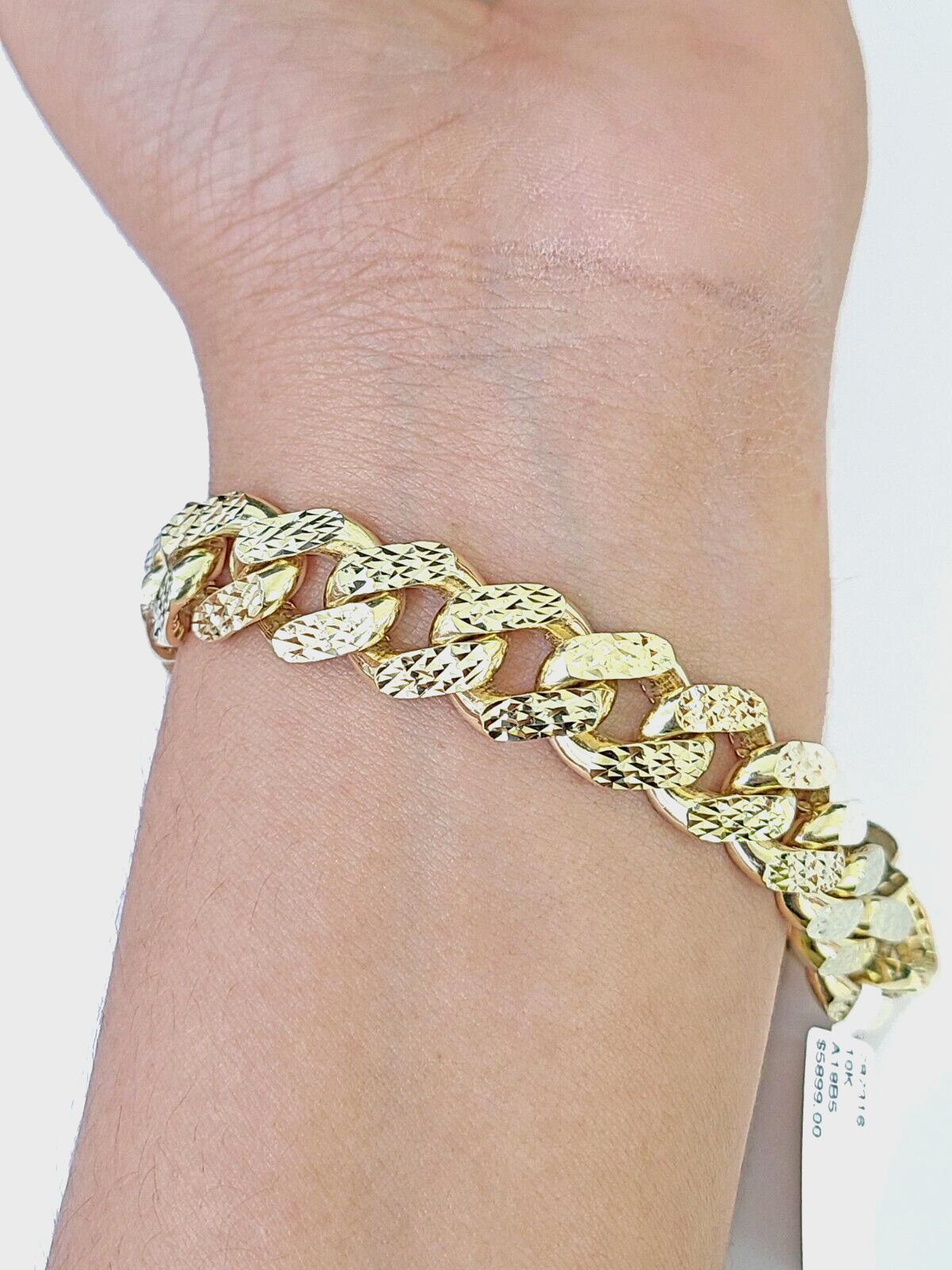 10K Yellow Gold Royal Monaco Cuban Bracelet 12mm Diamond Cut