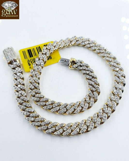 Miami Cuban Link Diamond 10k Bracelet Link Yellow Gold  Box Clasp seven .five "