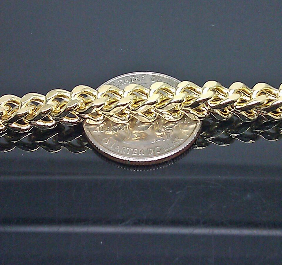 Mens Real 10k Yellow Gold Franco Bracelet 7mm 9" Inch Strong