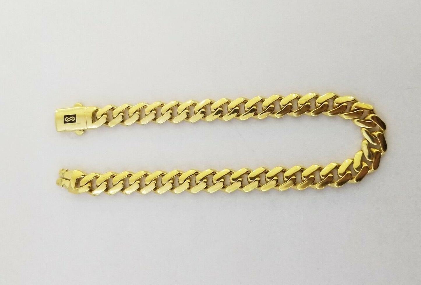 10k Yellow Gold Royal Monaco Miami Cuban Link chain,8mm Bracelet w Box Clasp 8"